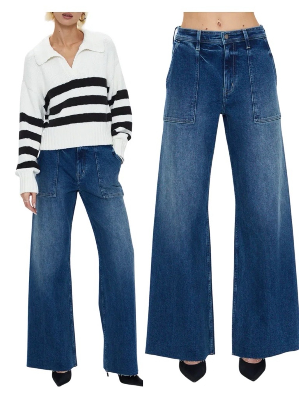 Pistola • Penny Utility High Rise Wide Leg jeans in Camden blue stretch curvy